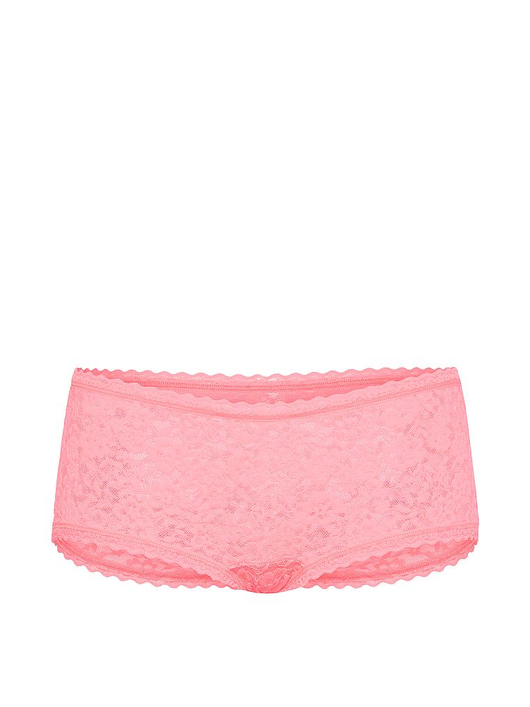 Majtki koronkowe szorty z niskim stanem Boyshort. Produkt ma kolor różowy i pochodzi z kolekcji Lacie. 
