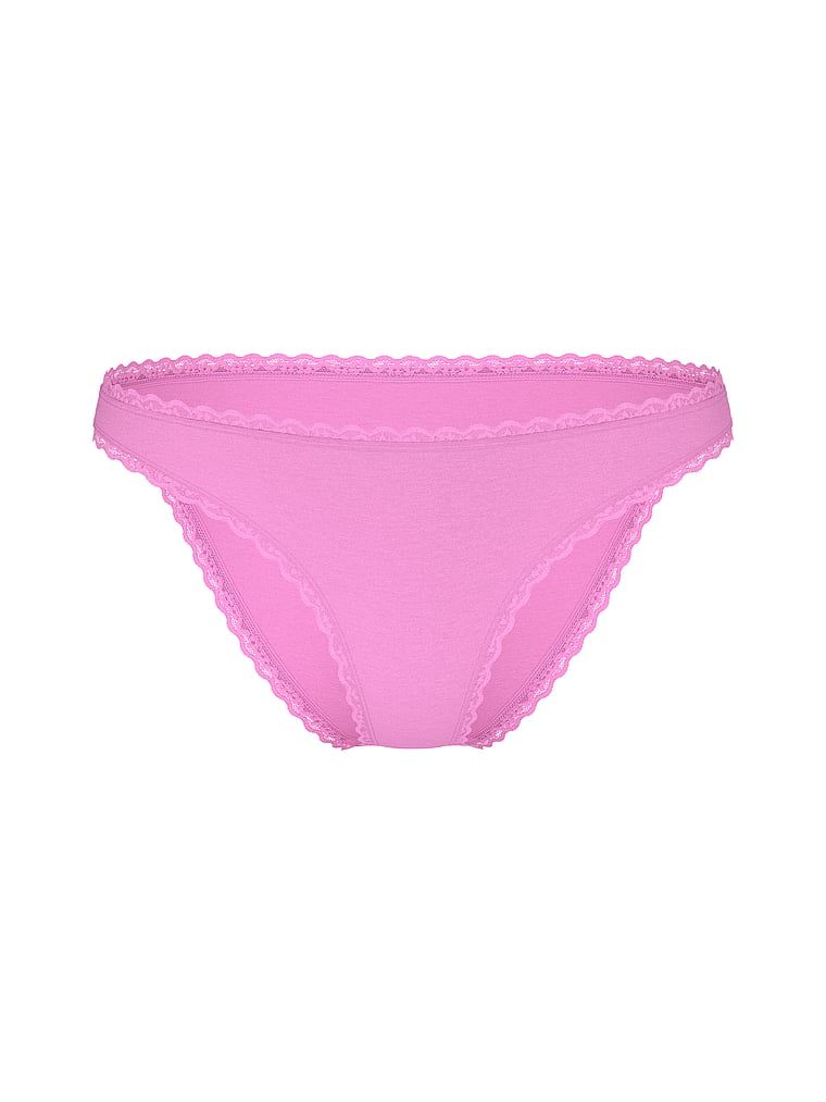 Majtki bawełniane z koronką Lace-Trim Bikini. Produkt ma kolor różowy i pochodzi z kolekcji Lacie. 