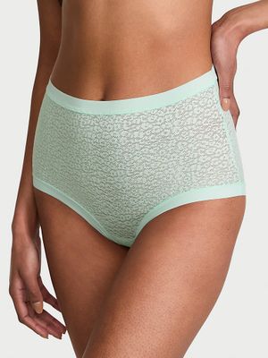 No-Show Majtki z wysokim stanem z koronki w panterkę No-Show Leopard Brief