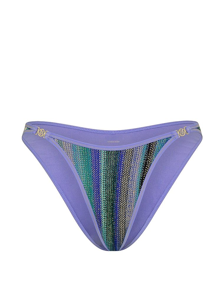 Dół od bikini Shimmer Stripe Brazilian. Produkt jest wzorzysty i pochodzi z kolekcji Victoria's Secret Swim. 