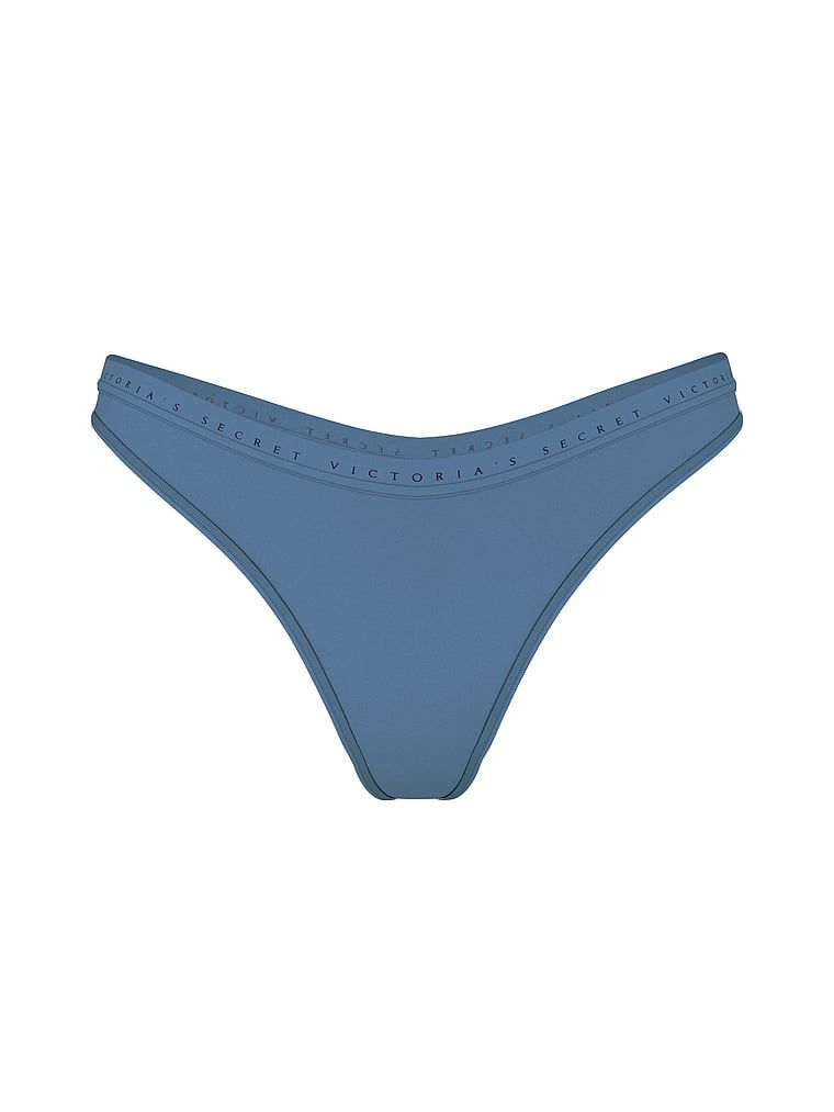 Stringi bawełniane High-Leg Scoop. Produkt ma kolor niebieski i pochodzi z kolekcji Victoria's Secret. 