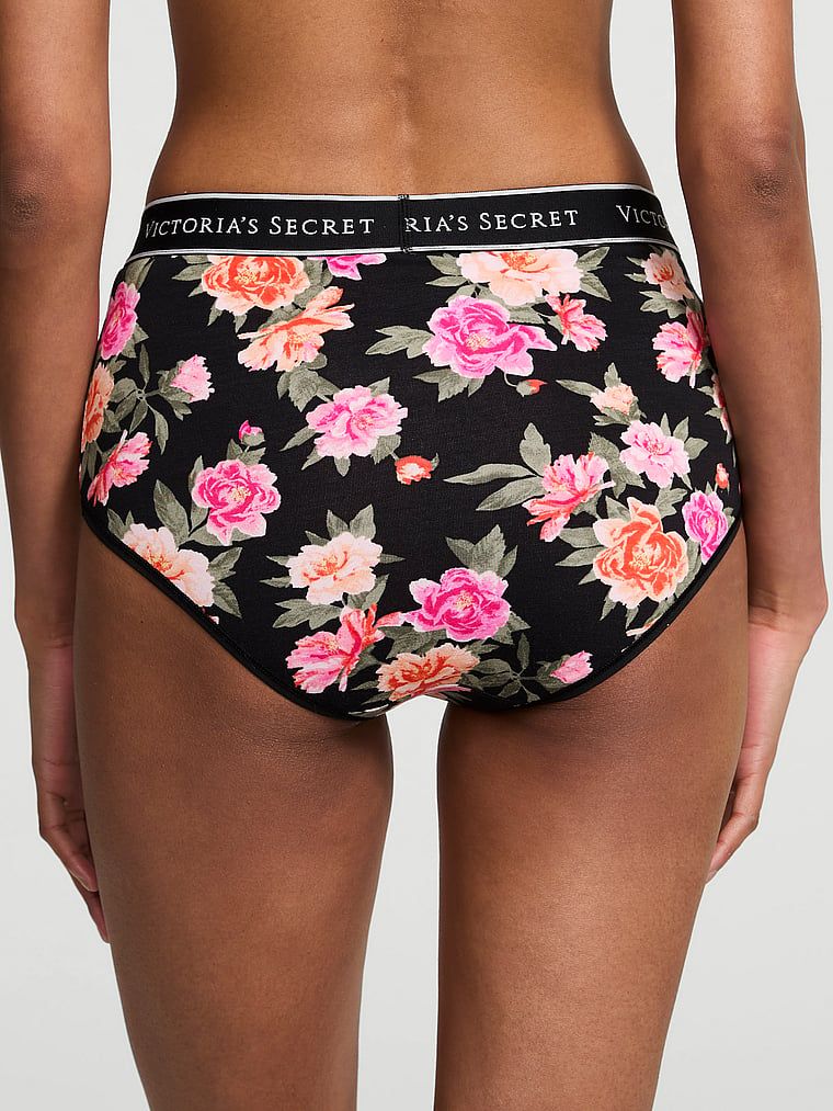 Majtki bawełniane figi z logo marki z wysokim stanem. Produkt ma wzór kwiatowy i pochodzi z kolekcji Cotton. 