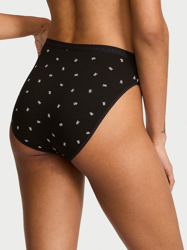 Majtki bawełniane figi z wysoko wyciętymi nogawkami High-Leg Brief. Produkt ma kolor wzorzysty i pochodzi z kolekcji Victoria's Secret. 