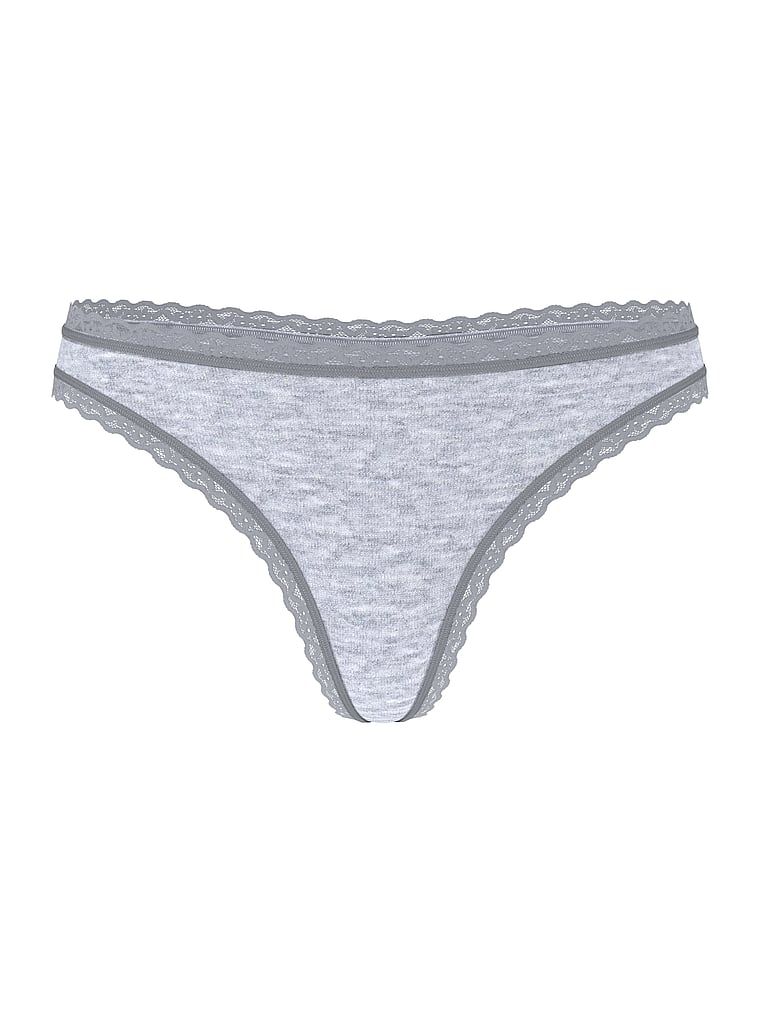 Stringi bawełniane z koronką na krawędziach Lace-Waist. Produkt ma kolor szary i pochodzi z kolekcji Lacie. 