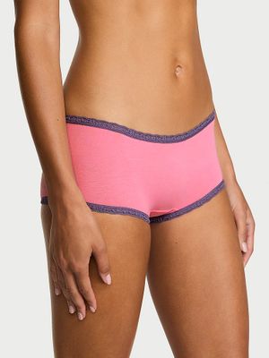 Lace Trim Majtki bawełniane szorty z koronką na krawędziach Lace-Trim Boyshort