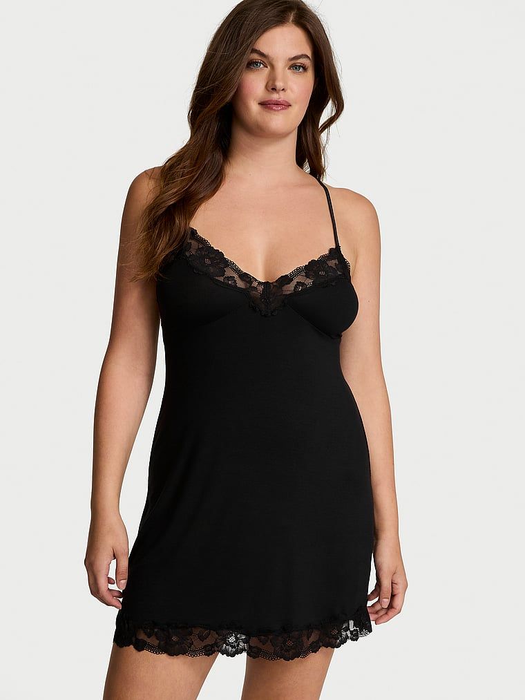 Victoria's Secret Koszulka nocna z modalu z koronką Cross-Back Slip
