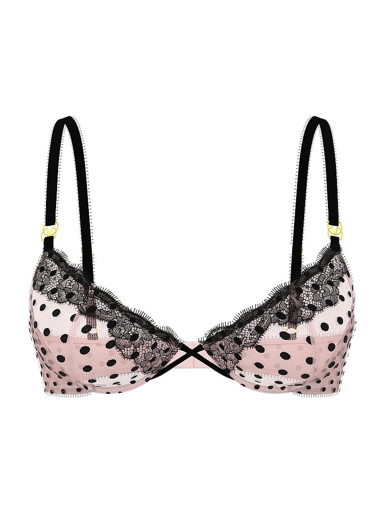 Biustonosz nieusztywniany Tease Sheer Dot Demi. Produkt jest wzorzysty i pochodzi z kolekcji Victoria's Secret. 
