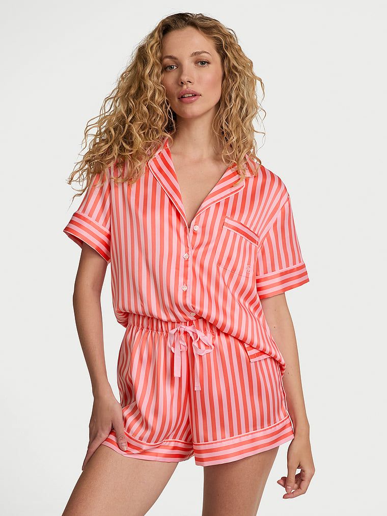 Victoria's Secret Piżama satynowa błyszcząca z szortami Glazed Satin