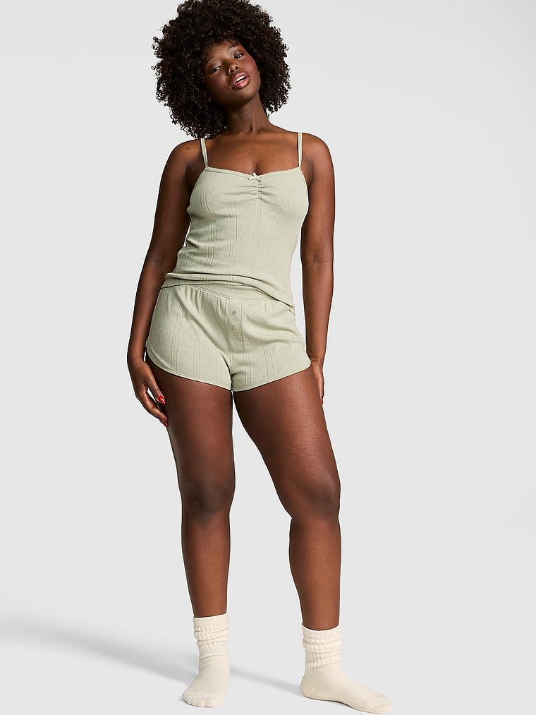 Ażurowe szorty typu boxer z kokardką