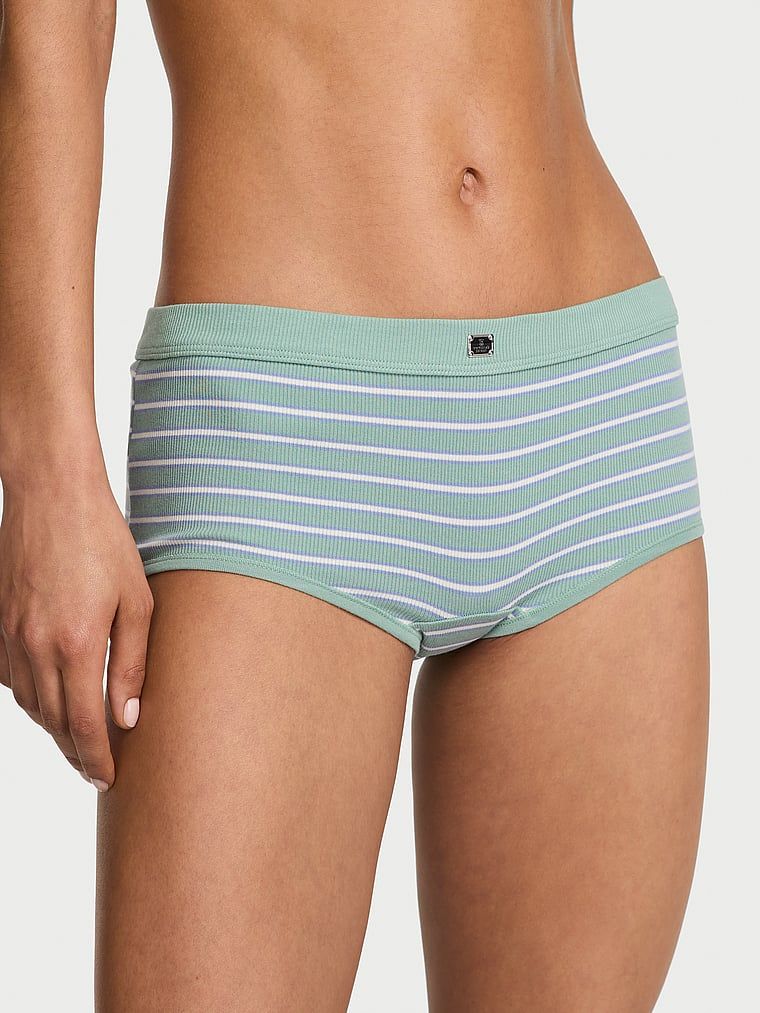 Majtki bawełniane szorty prążkowane z logo Hardware Boyshort. Produkt ma wzór w paski i pochodzi z kolekcji Cotton. 
