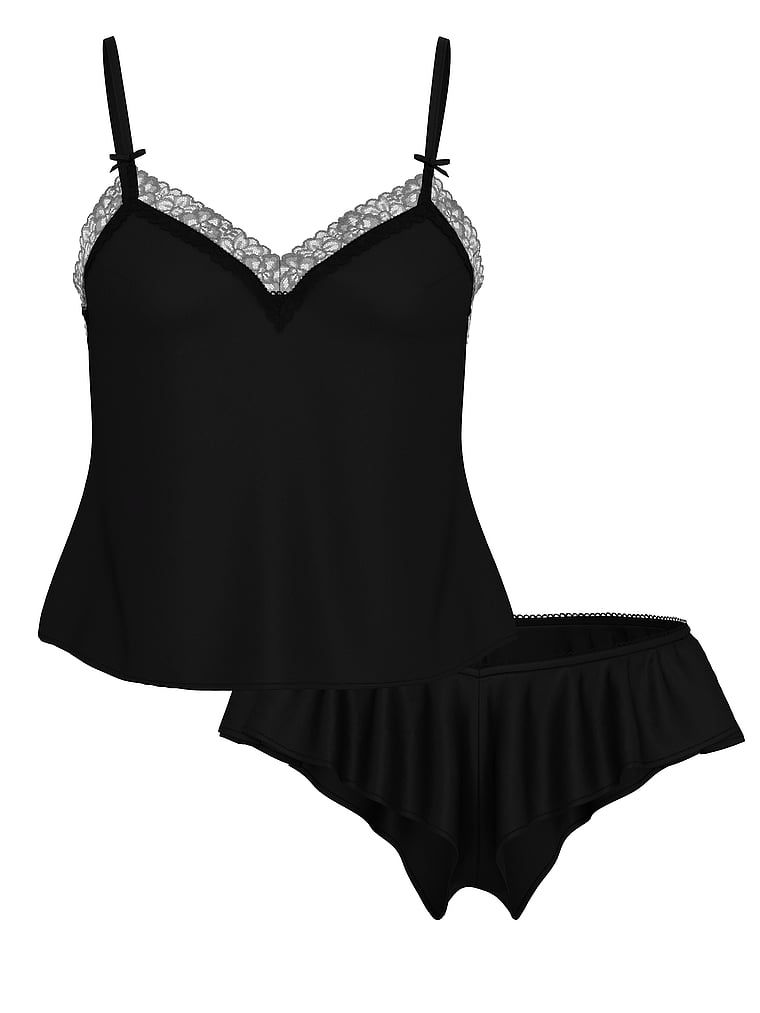 Zestaw do spania - top na ramiączkach i szorty Tease. Produkt ma kolor czarny i pochodzi z kolekcji Victoria's Secret. 