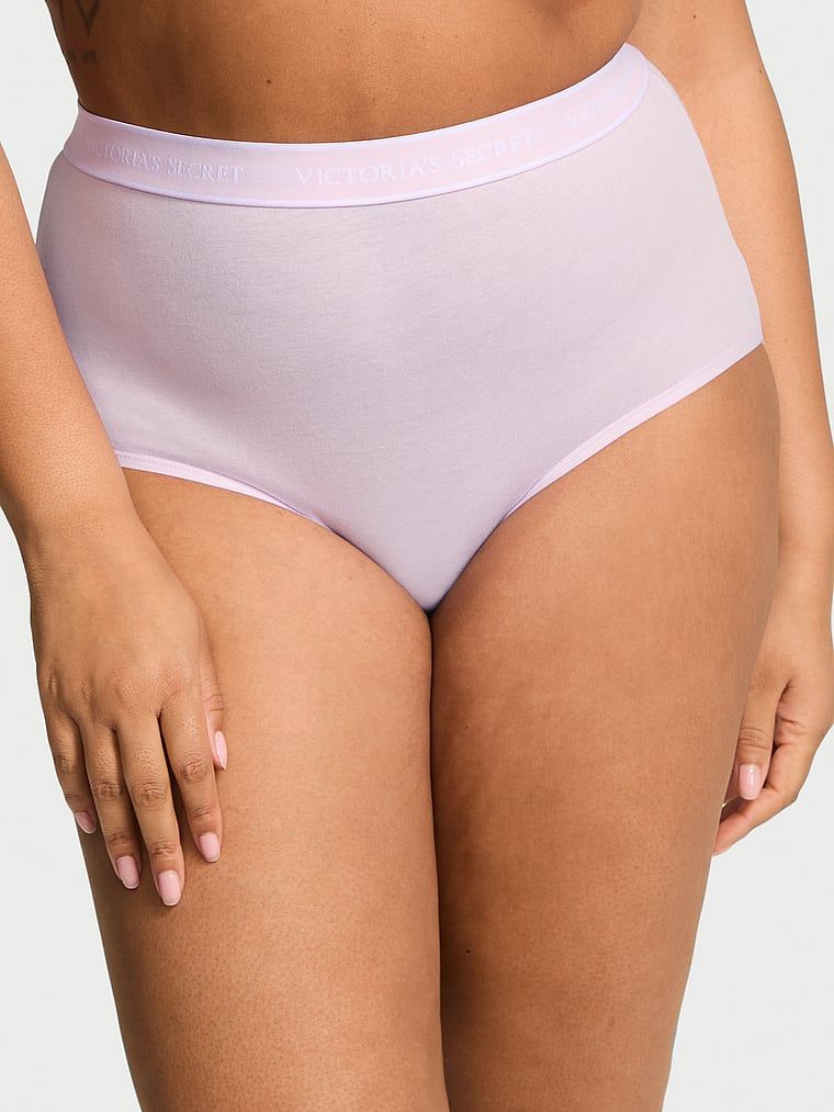 Majtki bawełniane figi z logo marki z wysokim stanem. Produkt ma kolor purpurowy i pochodzi z kolekcji Cotton. 