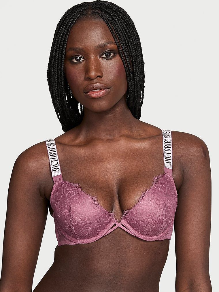 Very Sexy Biustonosz lekko usztywniany koronkowy z błyszczącymi ramiączkami Shine Strap Demi