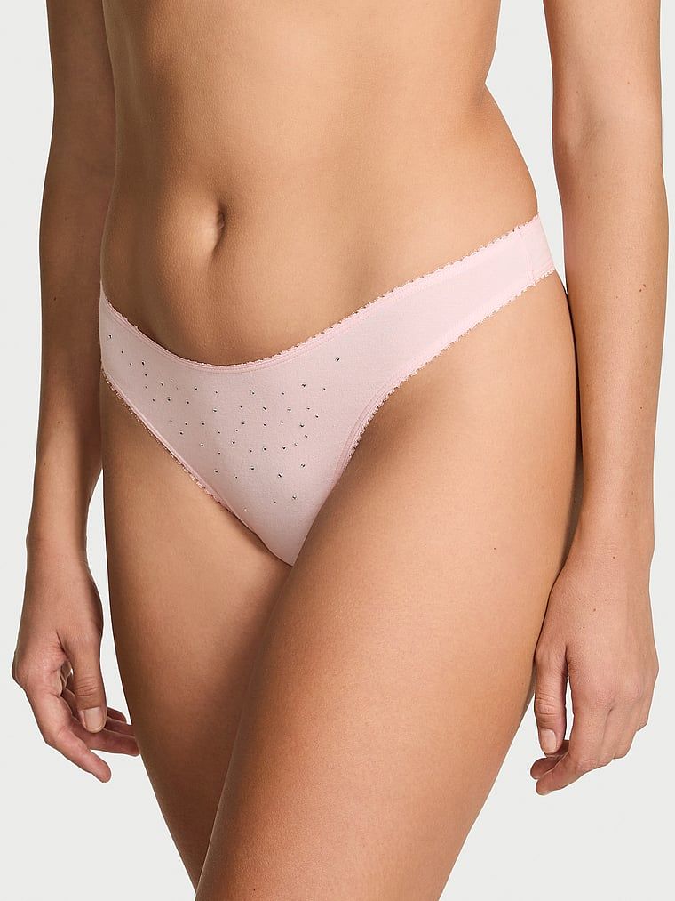 Stringi bawełniane z cekinami Sparkle. Produkt ma kolor różowy i pochodzi z kolekcji Victoria's Secret. 
