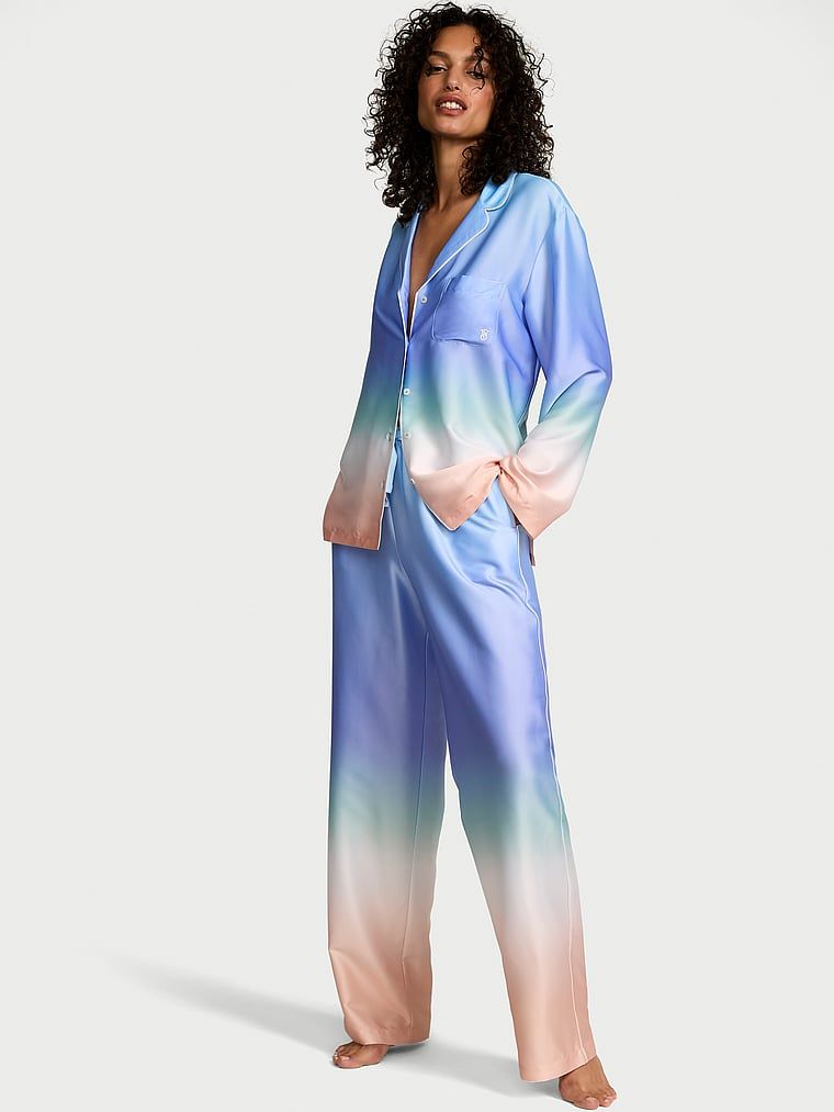 Victoria's Secret Piżama satynowa z długimi rękawami Glazed Ombre