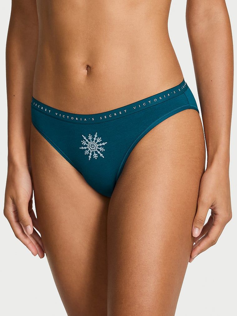 Majtki bawełniane Bikini. Produkt ma kolor niebieski i pochodzi z kolekcji Victoria's Secret. 