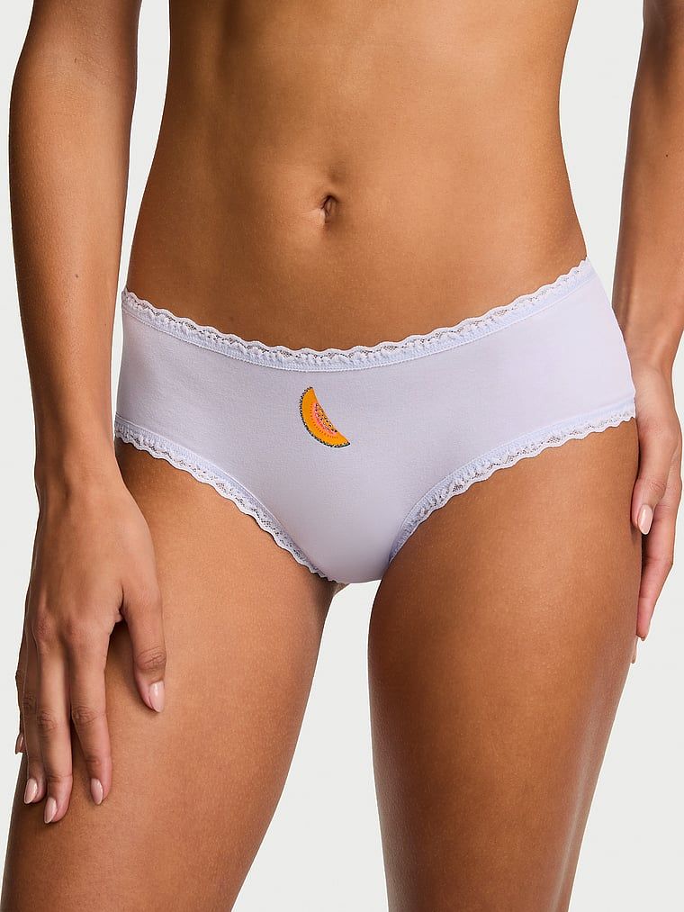 Majtki bawełniane z koronką na krawędziach Lace-Waist Cheeky. Produkt ma kolor niebieski i pochodzi z kolekcji Lace Trim. 