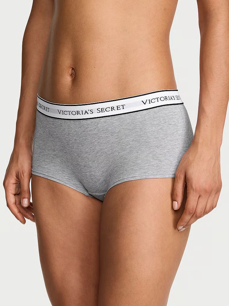 Cotton Majtki szorty bawełniane z logo w talii Boyshort
