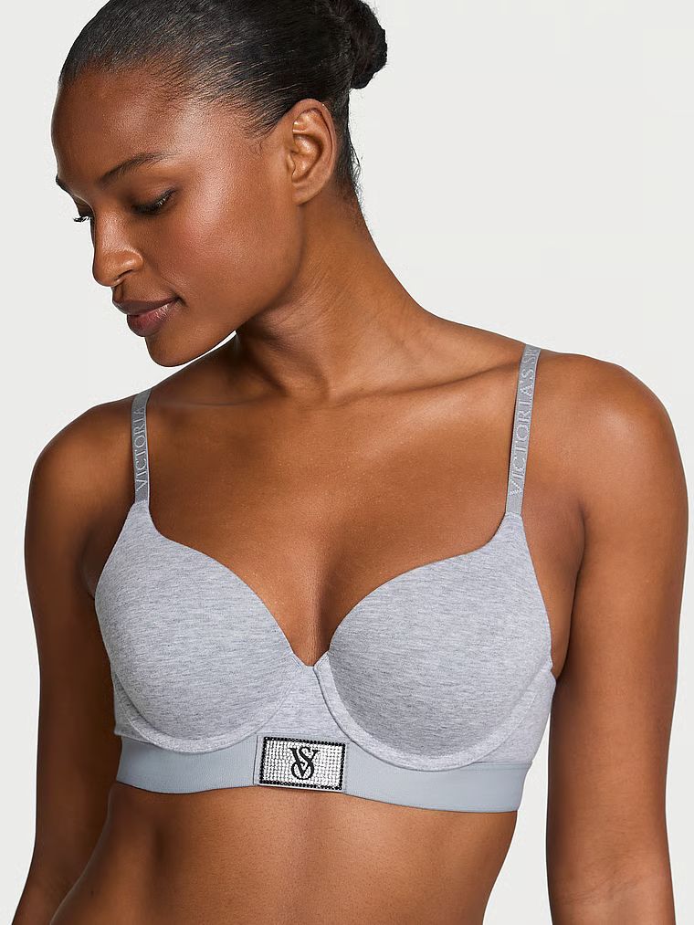 Biustonosz push-up bawełniany Perfect Shape Shine Patch. Produkt ma kolor szary i pochodzi z kolekcji T-shirt. 