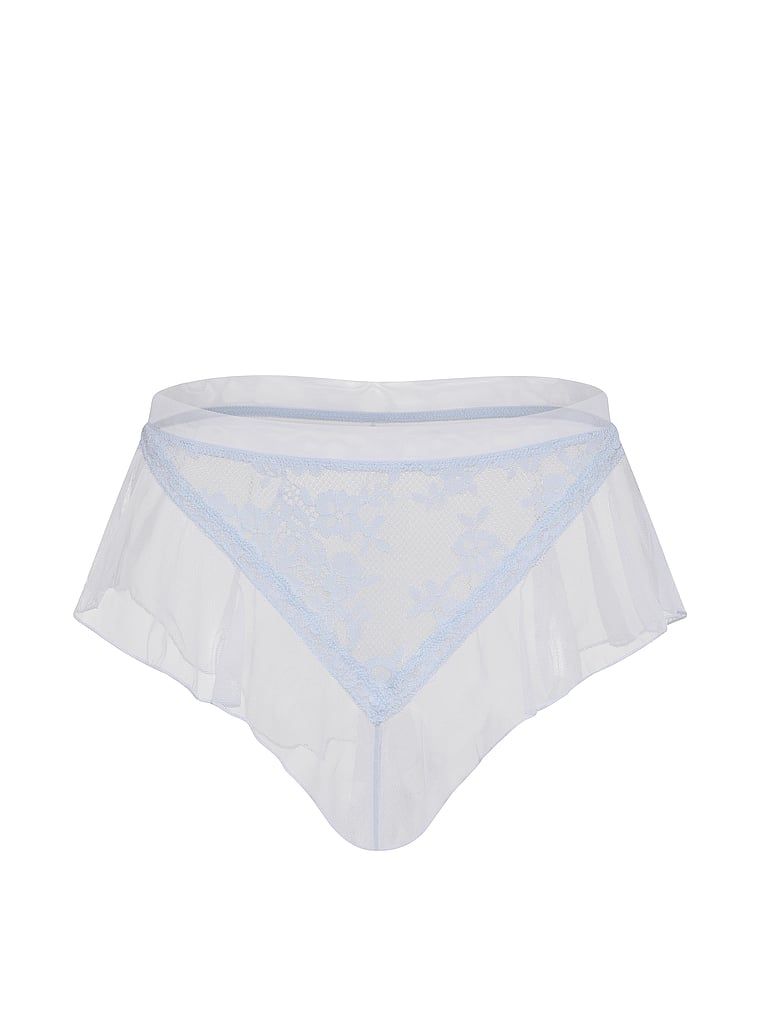 Majtki brazyliany z falbankami Lace Mesh. Produkt ma kolor niebieski i pochodzi z kolekcji Dream Angels. 