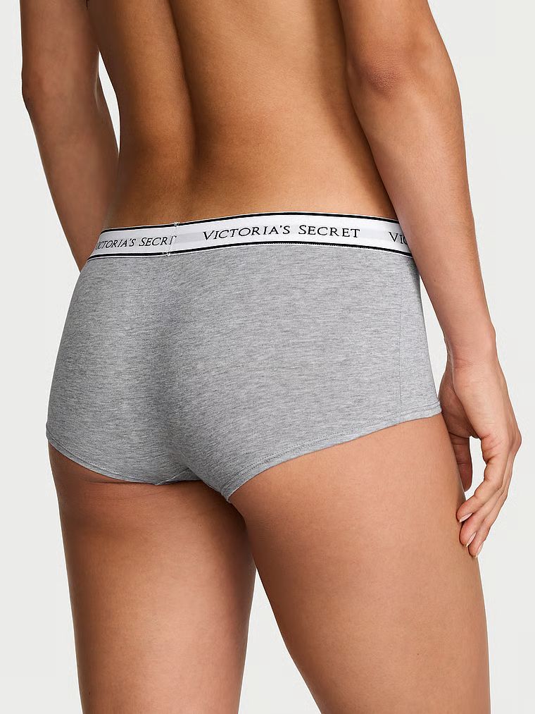 Cotton Majtki szorty bawełniane z logo w talii Boyshort
