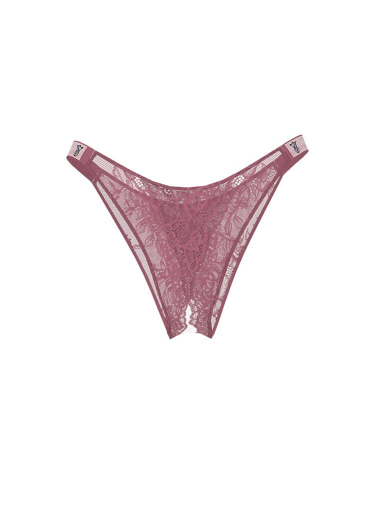 Majtki koronkowe brazyliany bez kroku z błyszczącymi paskami Sunset Ombre Shine Strap. Produkt ma kolor purpurowy i pochodzi z kolekcji Very Sexy. 