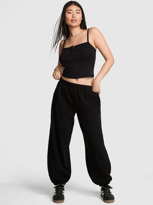 PINK Spodnie dresowe bawełniane Fleece Oversized