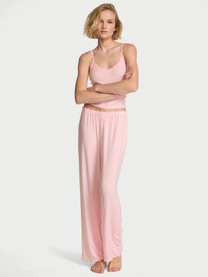 Victoria's Secret Zestaw do spania - top na ramiączkach i długie spodnie Pointelle