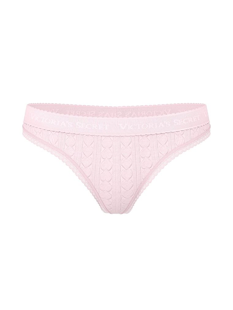 Stringi bawełniane z serduszkami i logo Heart Pointelle. Produkt ma kolor różowy i pochodzi z kolekcji Cotton. 