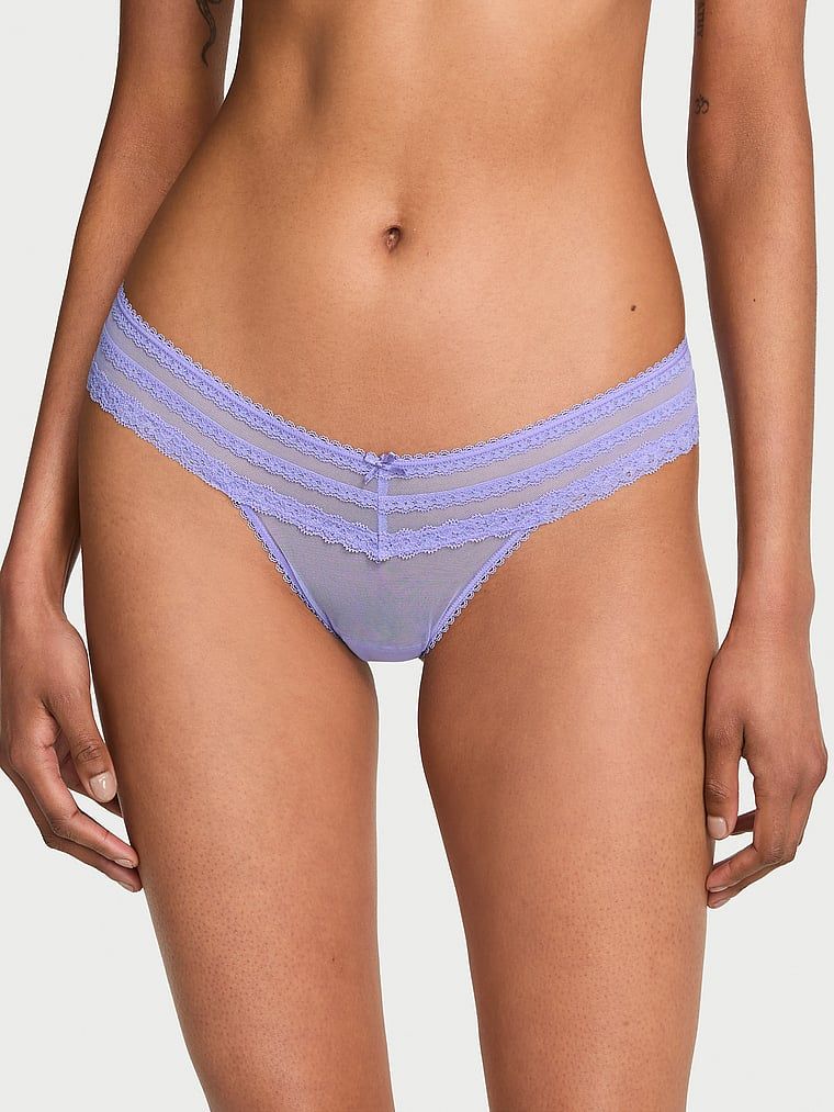 Dream Angels Majtki brazyliany z siateczki Lace-Trim