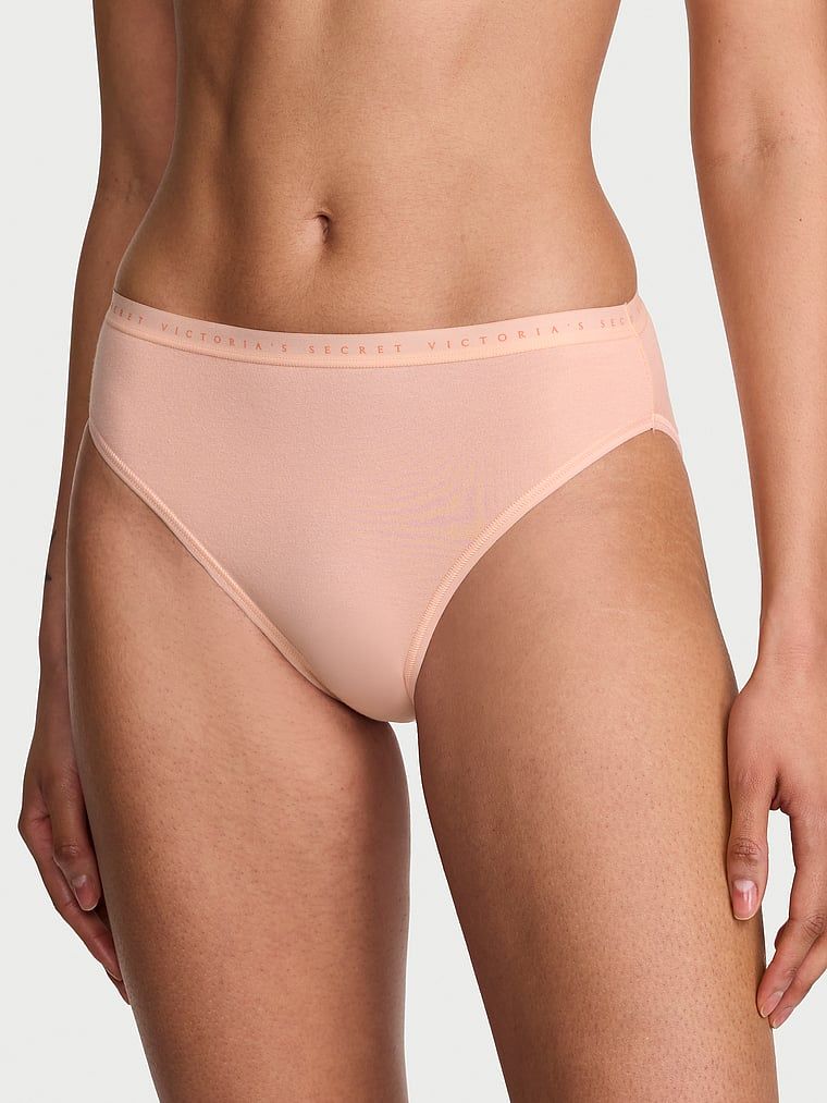 Victoria's Secret Majtki bawełniane figi z wysoko wyciętymi nogawkami High-Leg Brief