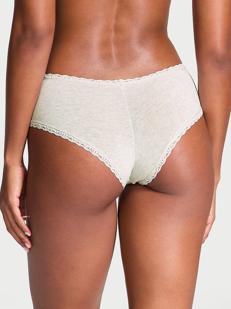 Majtki bawełniane z koronką na krawędziach Lace-Waist Cheeky. Produkt ma kolor szary i pochodzi z kolekcji Lacie. 