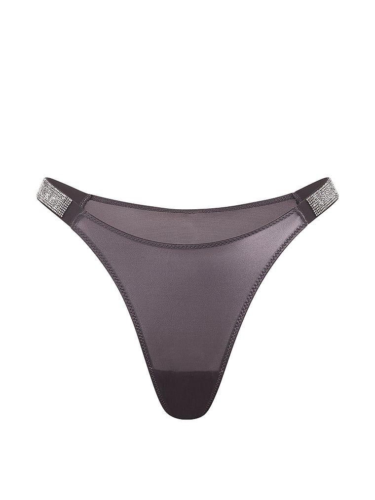 Majtki brazyliany koronkowe z błyszczącymi paskami Shine Strap Brazilian. Produkt ma kolor szary i pochodzi z kolekcji Very Sexy. 