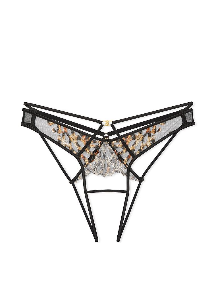 Majtki brazyliany bez kroku Leopard Embroidery Brazilian. Produkt ma wzór zwierzęcy i pochodzi z kolekcji Very Sexy. 
