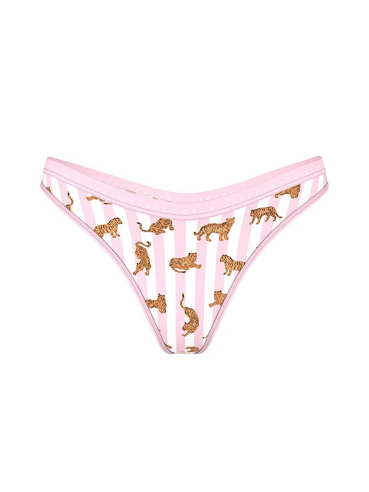 Stringi bawełniane High-Leg Scoop. Produkt jest wzorzysty i pochodzi z kolekcji Body by Victoria. 