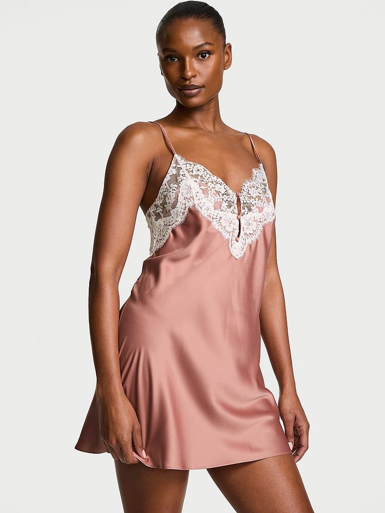 Dream Angels Koszulka nocna satynowa Lace-Trim
