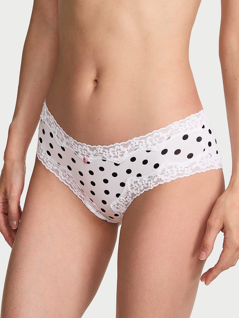 Majtki bawełniane z koronką na krawędziach Lace-Waist Cheeky. Produkt jest wzorzysty i pochodzi z kolekcji Lace Trim. 