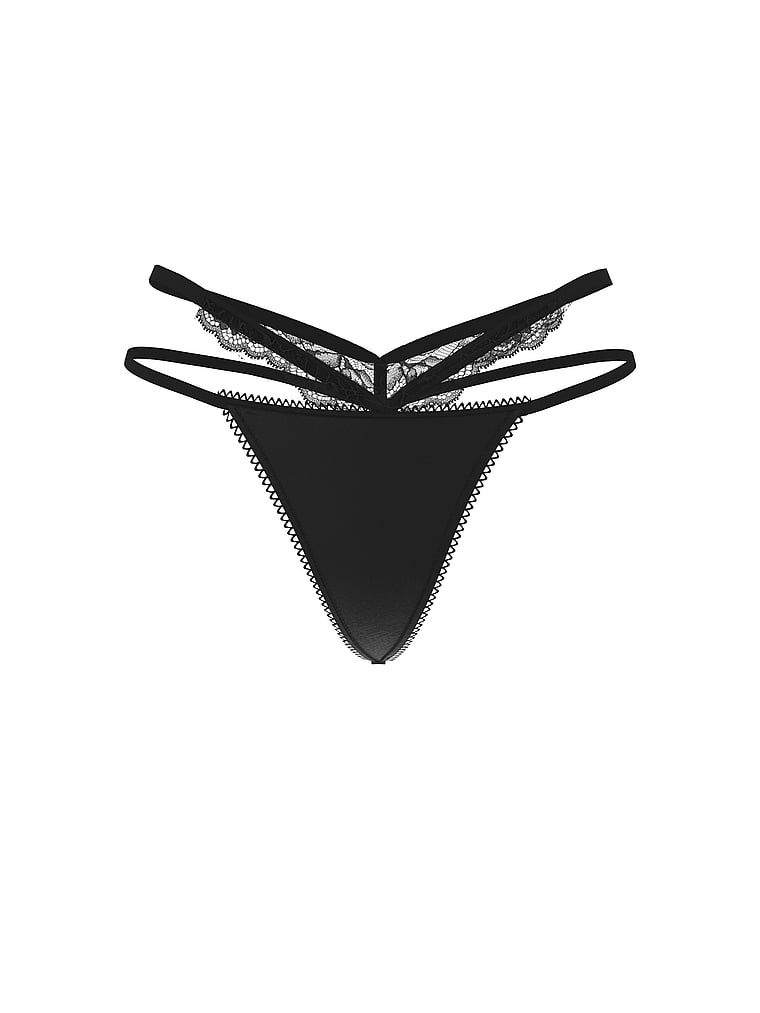 Stringi z koronką i wycięciami po bokach Cut-Out. Produkt ma kolor czarny i pochodzi z kolekcji Very Sexy. 