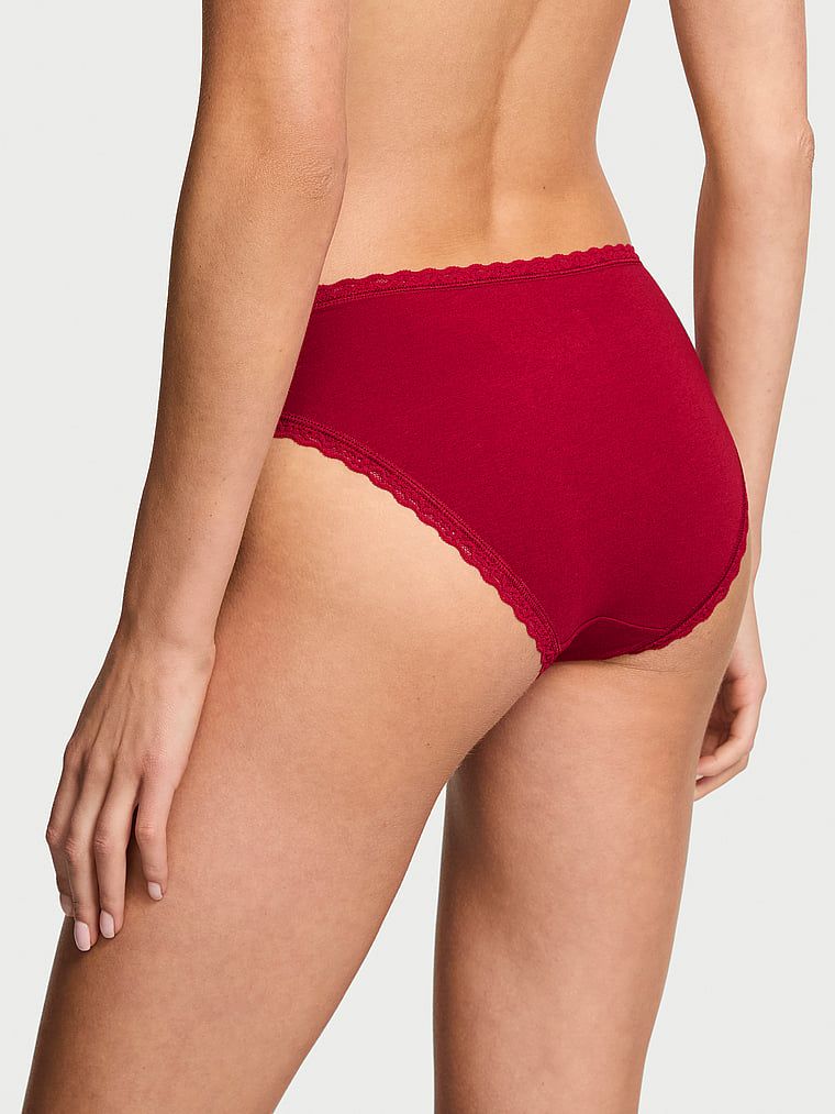 Majtki bawełniane z koronką Lace-Trim Bikini. Produkt ma kolor czerwony i pochodzi z kolekcji Lace Trim. 