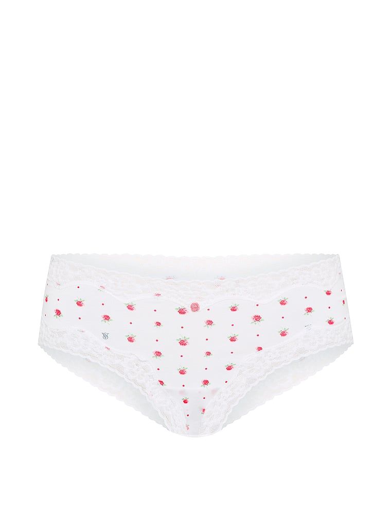 Majtki bawełniane z koronką na krawędziach Lace-Waist Cheeky. Produkt ma kolor kwiatowe i pochodzi z kolekcji Lace Trim. 