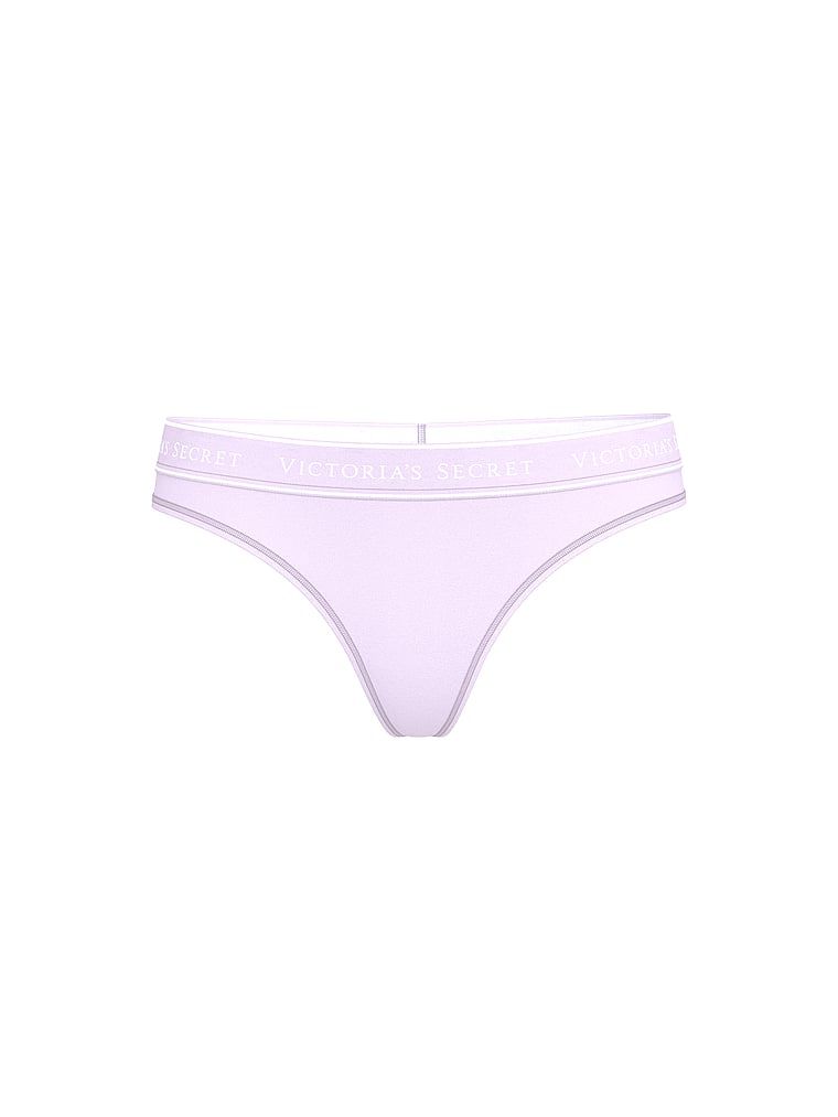 Stringi bawełniane z logo w talii. Produkt ma kolor purpurowy i pochodzi z kolekcji Cotton. 