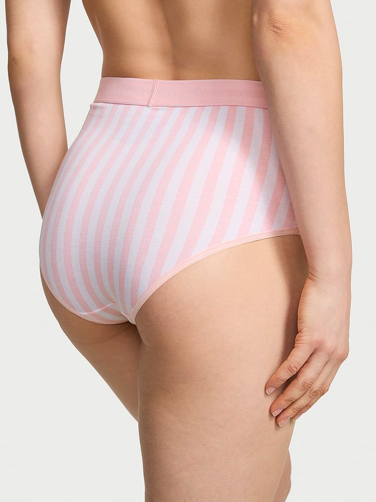 Majtki bawełniane figi z logo marki z wysokim stanem. Produkt ma wzór w paski i pochodzi z kolekcji Cotton. 