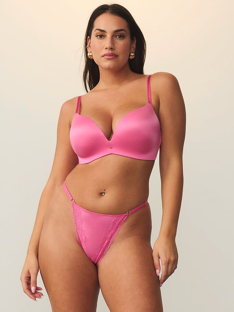 Stringi z koronką z regulowanymi paskami Lace-Trim V-String. Produkt ma kolor różowy i pochodzi z kolekcji Very Sexy. 