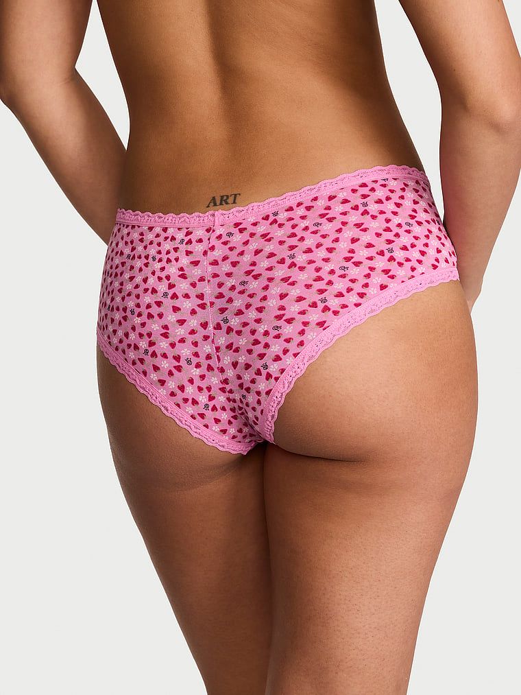 Majtki bawełniane z koronką na krawędziach Lace-Waist Cheeky. Produkt jest wzorzysty i pochodzi z kolekcji Lace Trim. 
