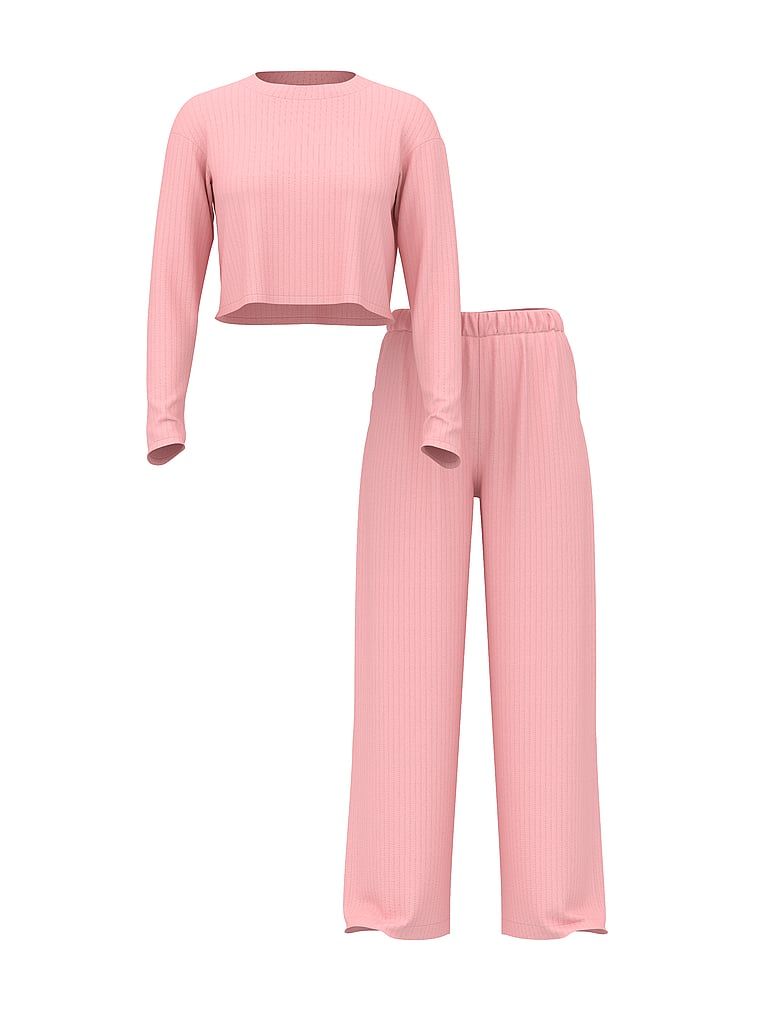 Zestaw z modalu - sweter i spodnie Lounge. Produkt ma kolor różowy i pochodzi z kolekcji Victoria's Secret. 