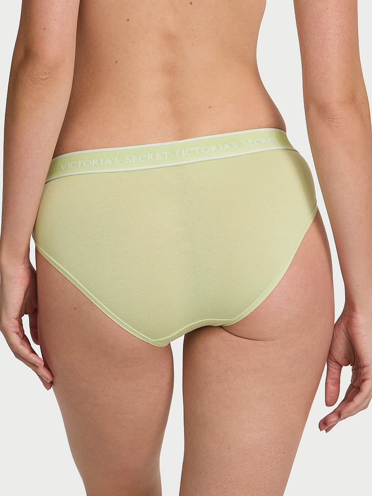 Majtki bawełniane z logo w talii Hiphugger. Produkt ma kolor zielony i pochodzi z kolekcji Cotton. 