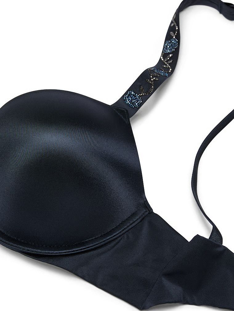 Biustonosz push-up powiększający o 2 rozmiary z błyszczącymi ramiączkami Electric Orchid Shine Strap Bombshell. Produkt ma kolor niebieski i pochodzi z kolekcji Very Sexy. 