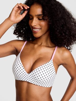 PINK Wygodny biustonosz push-up bez fiszbin Marshmallow