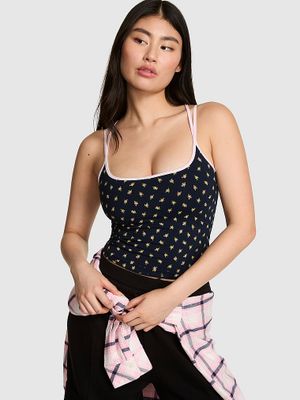 PINK Top All-Day Cotton na cienkich ramiączkach