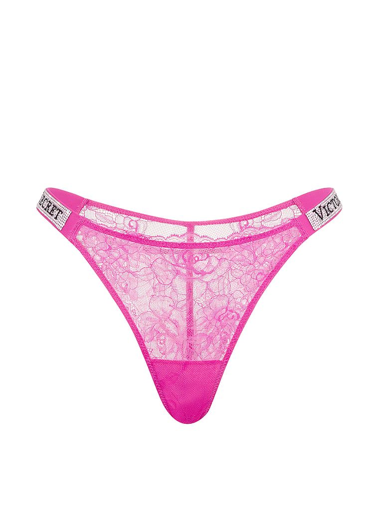 Majtki brazyliany koronkowe z błyszczącymi paskami Shine Strap Brazilian. Produkt ma kolor różowy i pochodzi z kolekcji Very Sexy. 